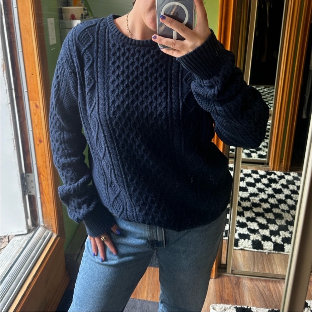 Navy Cable Knit Sweater